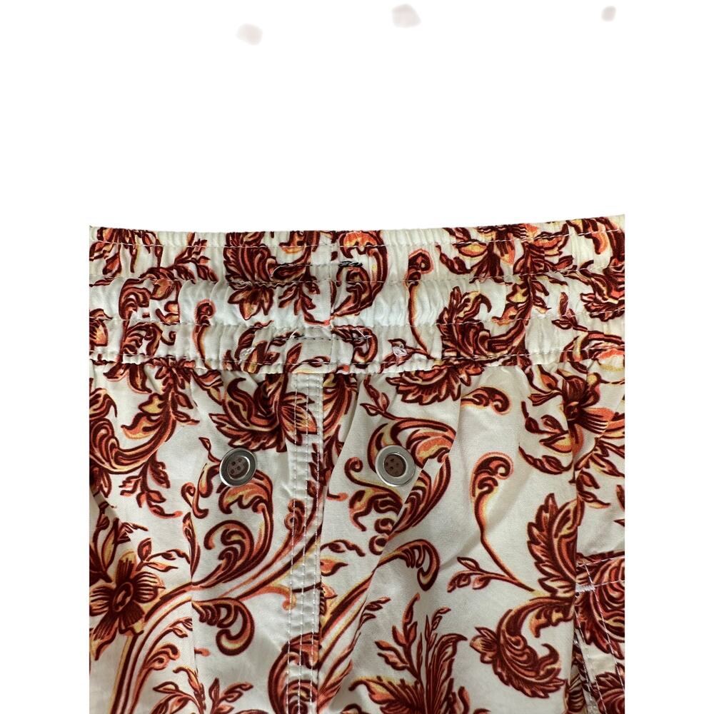 Fedeli Orange Floral Print Lined Made in Italy Slim Swim Trunks Shorts Medium - Picture 6 of 9